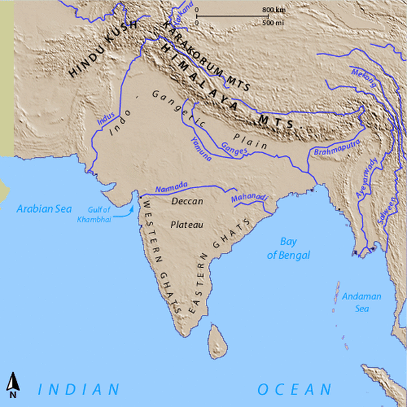 Image result for physical map of south asia